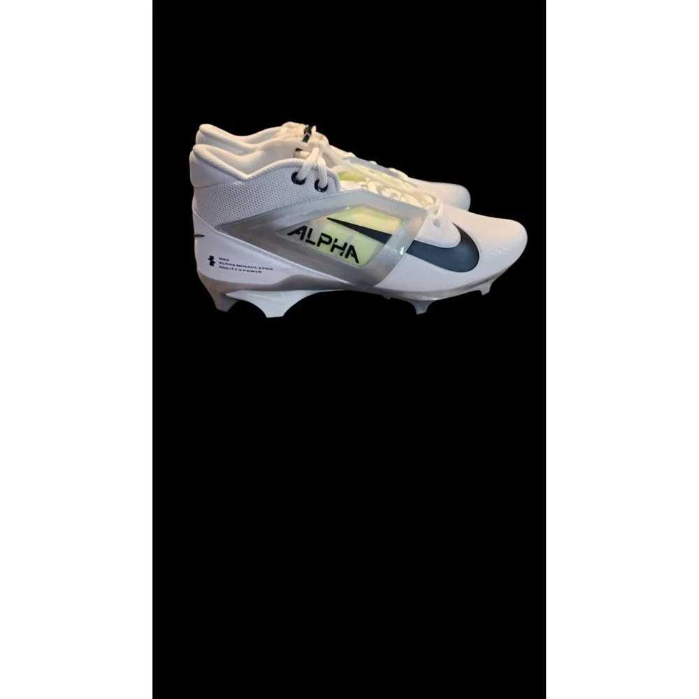 Nike Alpha Menace 4‎ Pro Mens 11.5 White Black Cleats LIKE NEW Football